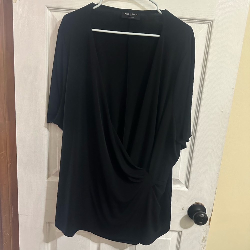 Lane Bryant Black Drape Blouse